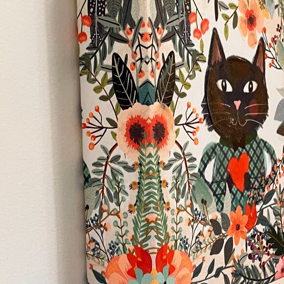 Vintage Mia Charro Cat And Heart Print- Waxed Print on Wood Block Frame - Picture 2 of 8